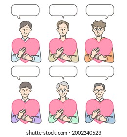 Men with love message illustrations