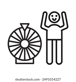 Men luck icon Black line art vector logo