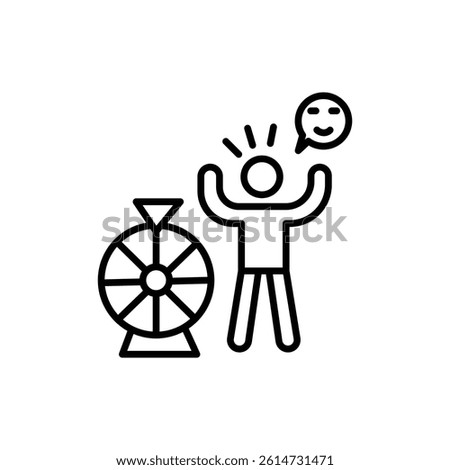 Men luck icon black and white vector sign