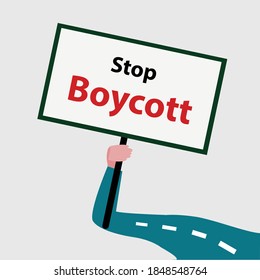 
Men make boycott movements. A person holding a 'No.' sign. hand drawn style vector design illustration