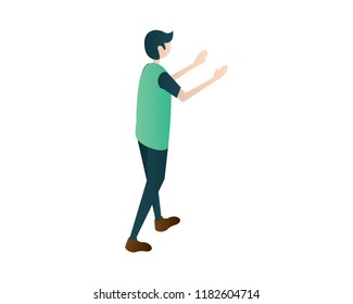 men man isometric touching men illustration vector, people isometric,standing men vector illustration