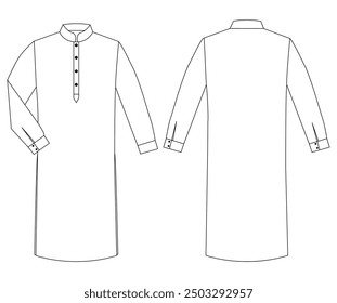 Men Mandarin Wrap Kurta punjabi vector illustration templet