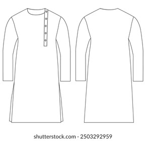 Men Mandarin Wrap Kurta punjabi vector illustration templet