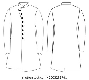 Men Mandarin Wrap Kurta punjabi vector illustration templet