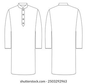 Men Mandarin Wrap Kurta punjabi vector illustration templet