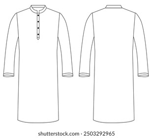 Men Mandarin Wrap Kurta punjabi vector illustration templet