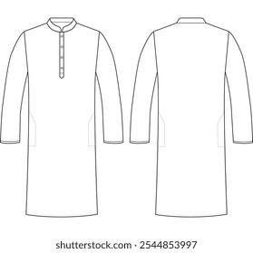Men Mandarin Wrap Kurta punjabi vector illustration templet	