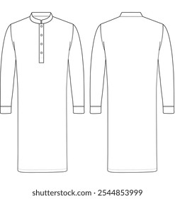 Men Mandarin Wrap Kurta punjabi vector illustration templet	