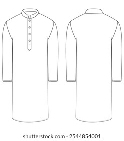 Men Mandarin Wrap Kurta punjabi vector illustration templet	