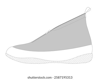 Men martial arts sneakers vector design mockup template technical flat drawing.