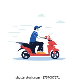 men with mask delivering location vector illustration desing