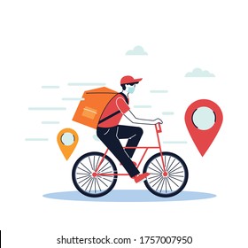 men with mask delivering order vector illustration desing