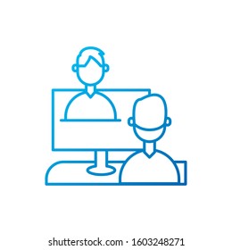 Men meeting and computer design of Entrepreneur businesspeople startup team success teamwork plan idea and person theme Vector illustration