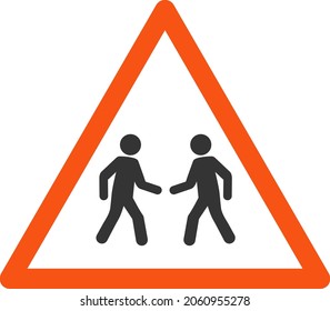 Men Meeting Warning vector icon. A flat illustration design of Men Meeting Warning icon on a white background.