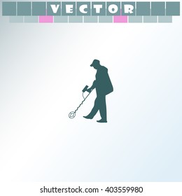 Men with metal detector icon.