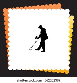 Men with metal detector  icon. Vector design.