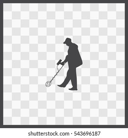 Men with metal detector vector icon. Isolated illustration. Business picture.