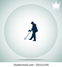 Men with metal detector  vector illustration.