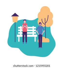 men with mobile in the park
