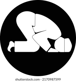 men moslem pray shalat logo icon illustration vector design black white