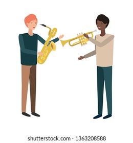 men with musical instruments character