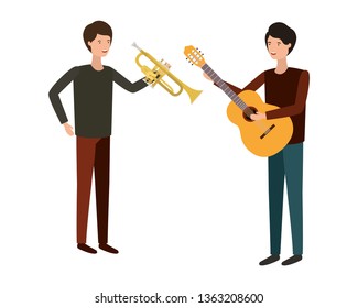 men with musical instruments character