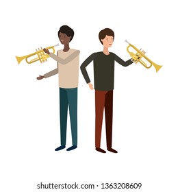 men with musical instruments character