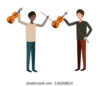 men with musical instruments character