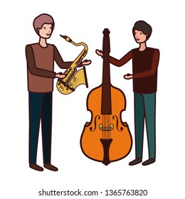 men with musical instruments character