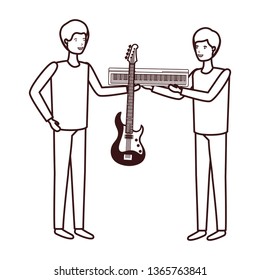 men with musical instruments character