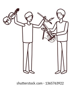 men with musical instruments character
