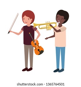 men with musical instruments character