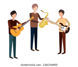 men with musical instruments character
