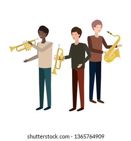 men with musical instruments character