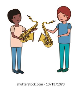 men with musical instruments character