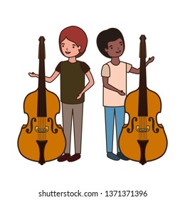 men with musical instruments character