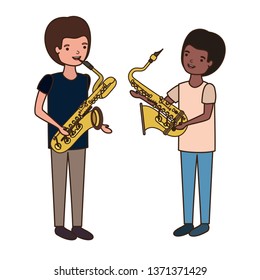 men with musical instruments character