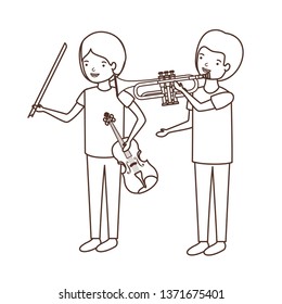 men with musical instruments character