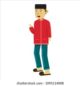 Men in Muslim clothes flat style design