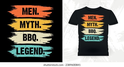 Men Myth BBQ Legend Funny Barbecue Lover Retro Vintage BBQ Smoking T-shirt Design