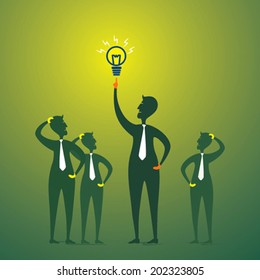 men with new idea or bulb other will be thinking concept vector