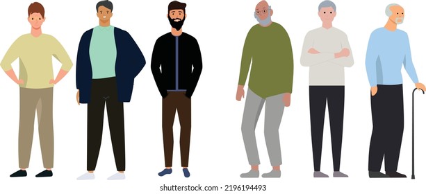 Men and old men illustrations with minimal design artwork and attractive colors Best for apps web and beautiful presentations
