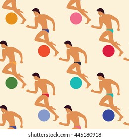 the men on the beach playing ball art summer creative modern pattern vector light background