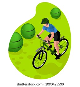 men on a cross country bicycle. isometry 3d