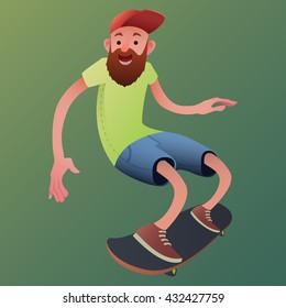 Men On Skateboardcartoon Style Character Vector Stock Vector (Royalty