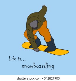 Men on the snowboard in vector
