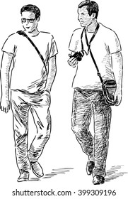 men on a walk