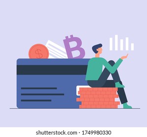 men online payment, e transfer digital wallet vector illustration concept, can use for, landing page, template, ui, web, homepage, poster, banner, flyer