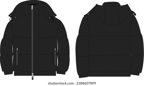 men outwear puffer jacket vector template 