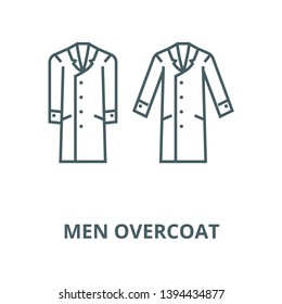 Men overcoat vector line icon, linear concept, outline sign, symbol